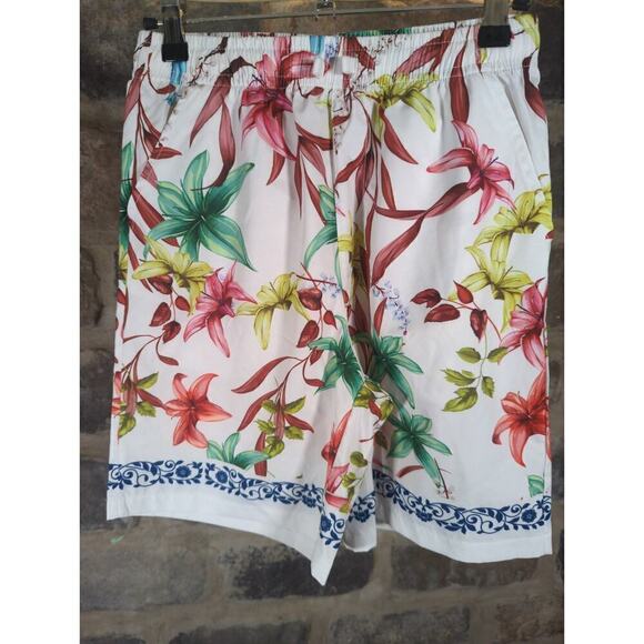 Eternity Shorts White Floral Print Lightweight Girl's Size 10/12 Drawstring - Picture 1 of 12